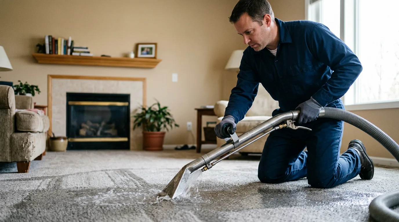 Water damage restoration technician working near Cushing, MN